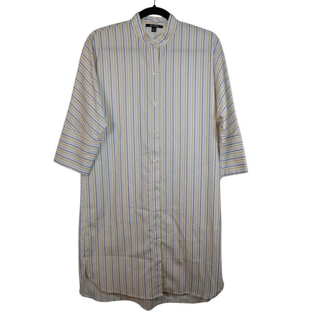 Long Modest Shirt Womens Size XS Button Down Striped Office Workwear